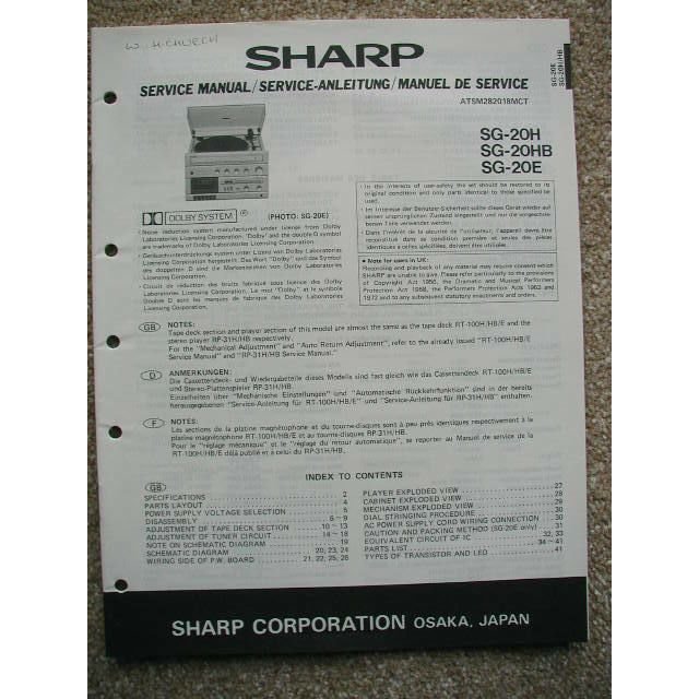 Sharp SG-20H SG-20HB SG-20E Service manual