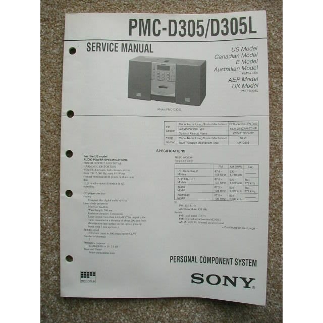 Sony PMC-D305 / D305L Original service manual