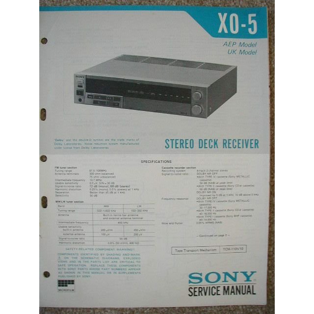 SONY X0-5 Service manual