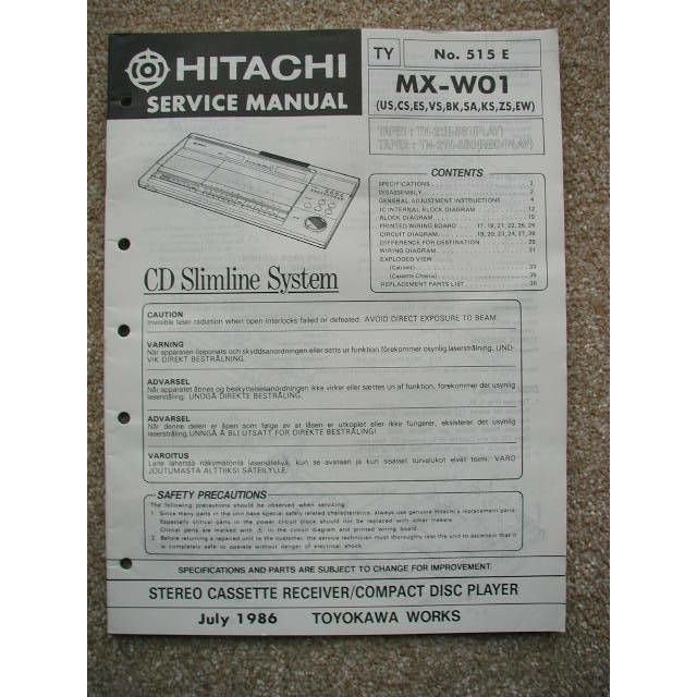 Hitachi MX-W01 Service manual