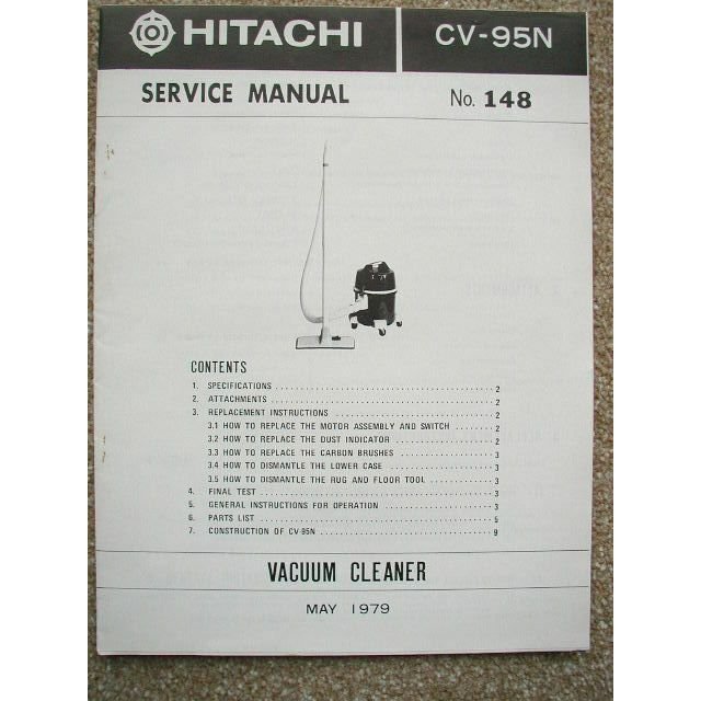 Hitachi Original service manual CV-95N Vacuum Cleaner