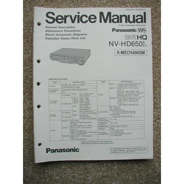 Panasonic NV-HD650EC / B Original Service manual