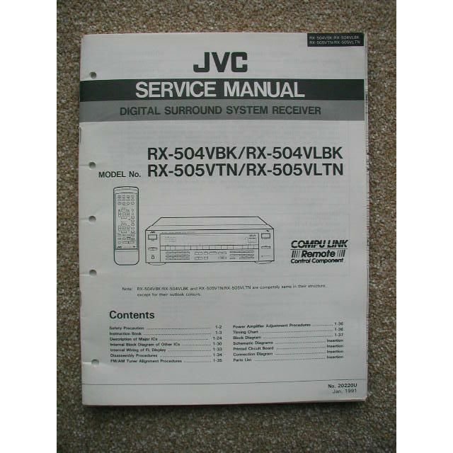 JVC RX-504VBK / RX-504VLBK RX-505VTN / RX-505VLTN Original Service manual
