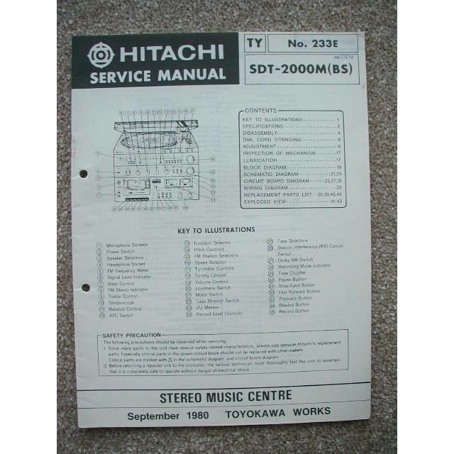 Hitachi SDT-2000M (BS) Original Service manual