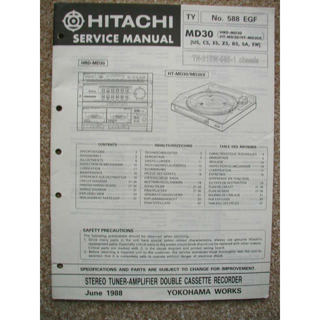 Hitachi HRD-MD30 , HT-MD30 / MD30X Original Service manual