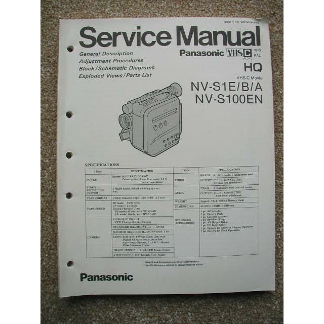 Panasonic NV-S1 E / B / A , NV-S100EN Original Service manual