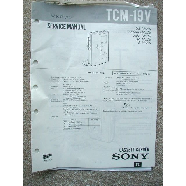 SONY TCM-19V Original Service manual