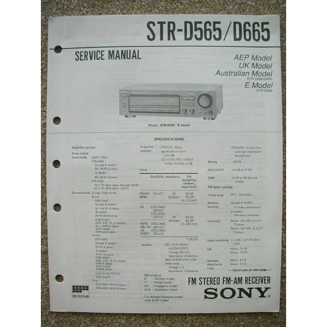 Sony STR-D565 / D665 Original Service manual