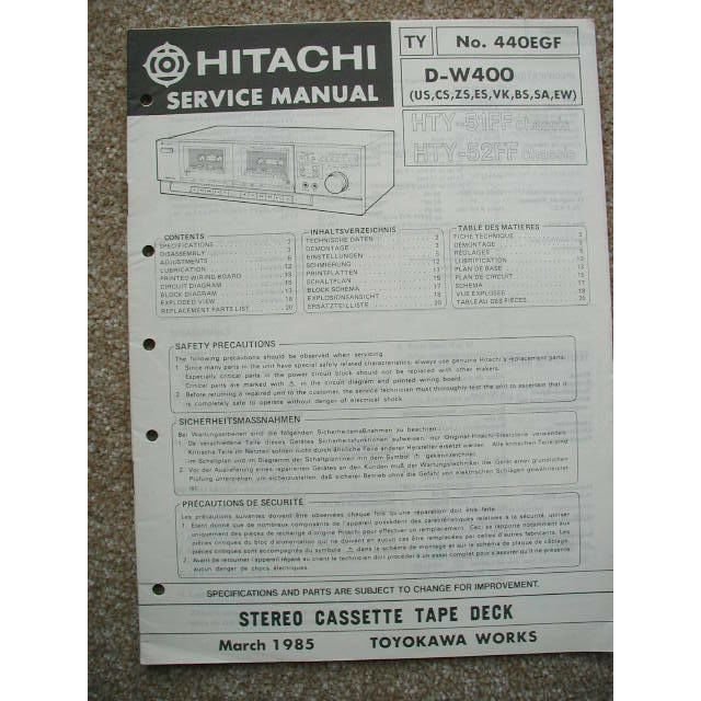Hitachi D-W400 Original Service manual