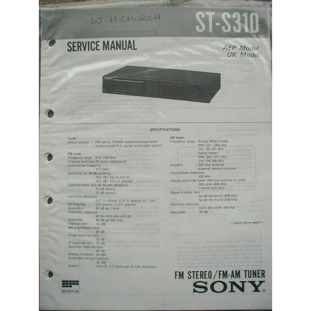 SONY ST-S310 Service Manual