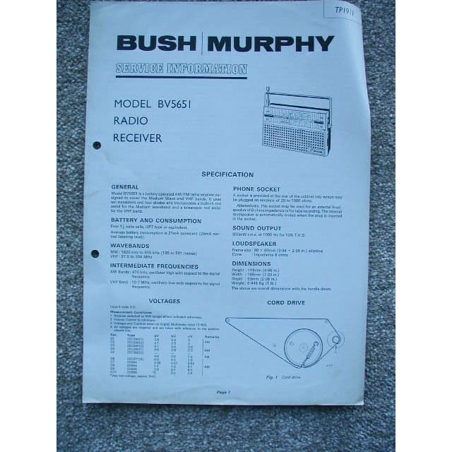 BUSH BV5651 Service information Service Manual