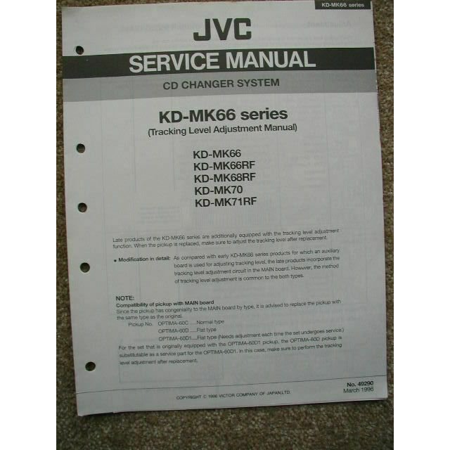 JVC KD-MK66 Series ADJUSTMENT MANUAL Original Service Manual