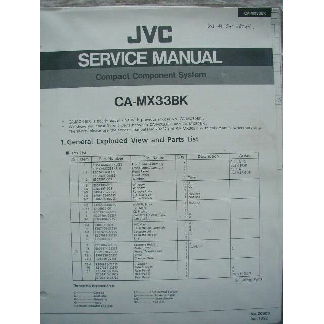 JVC CA-MX33BK Original Service manual