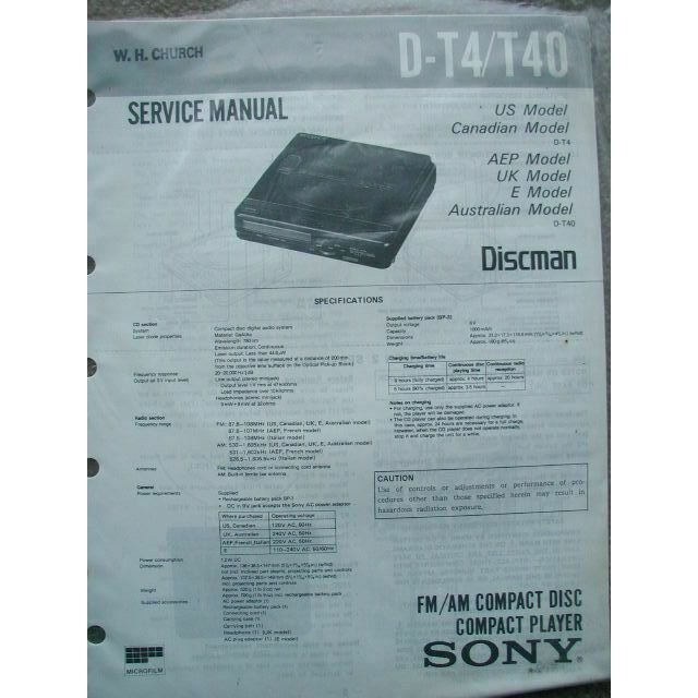SONY D-T4 / T40 Original Service manual