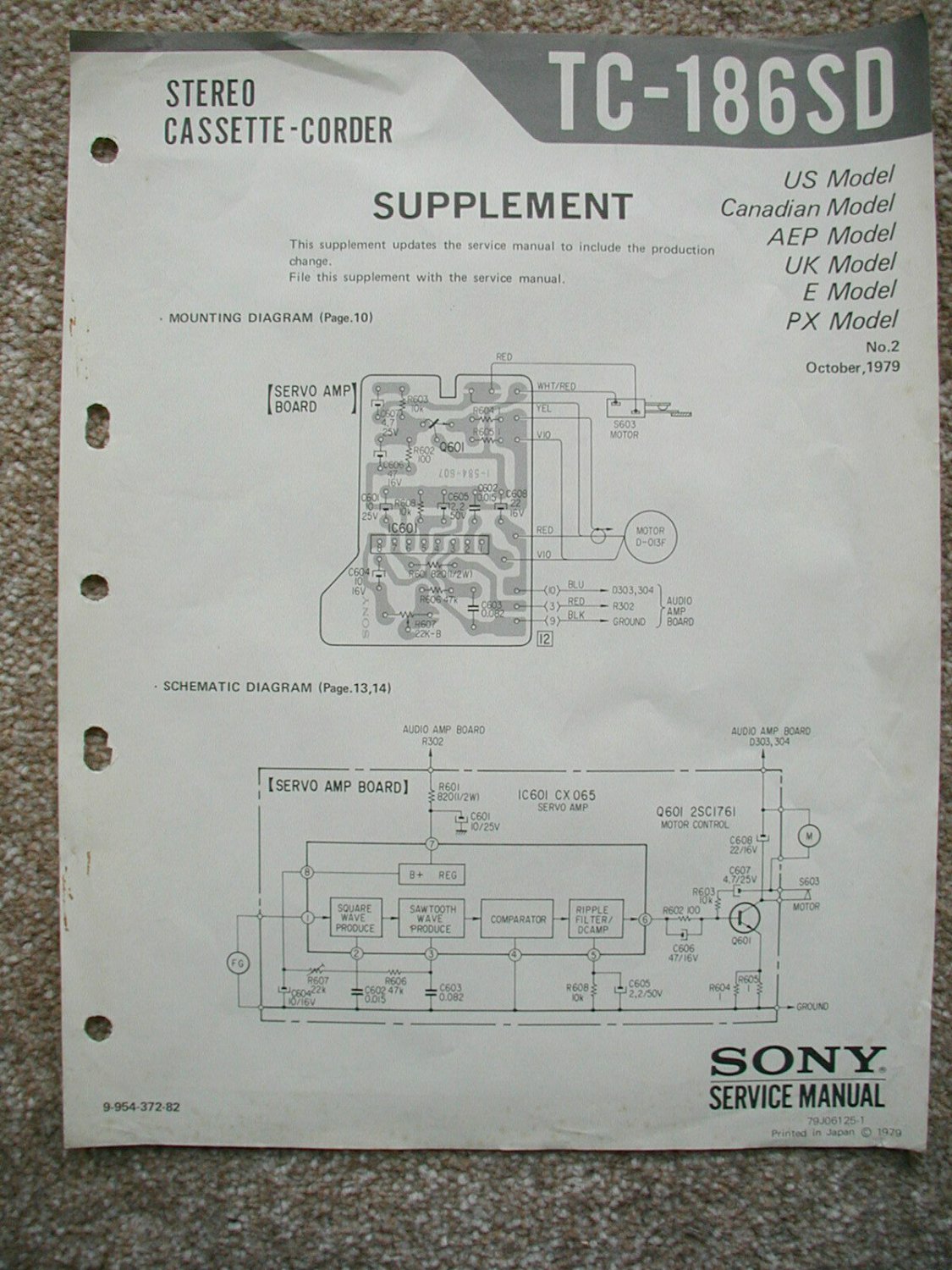 Sony TC-186SD Supplement