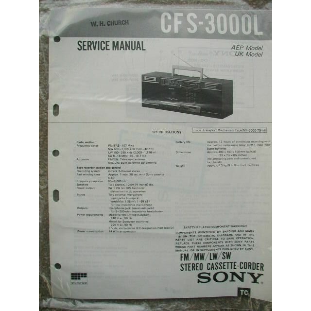 SONY CFS-3000L Original Service Manual