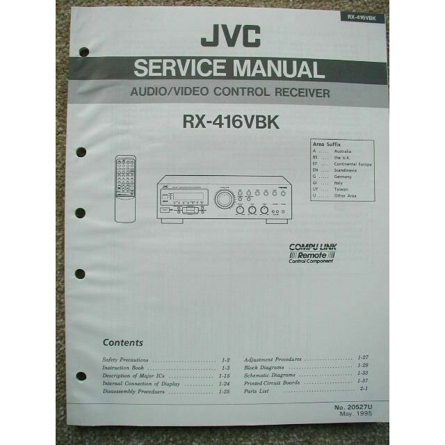 JVC RX-416VBK Service manual Audio Video Control Receiver