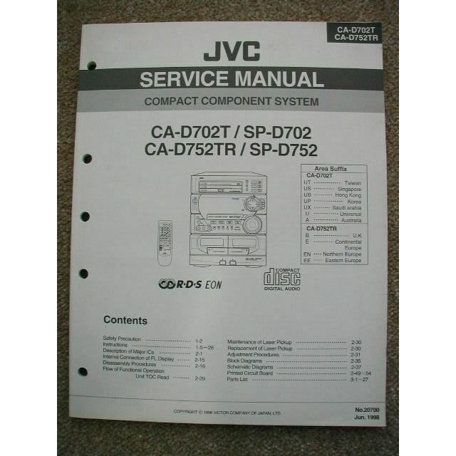 JVC CA-D702T / SP-D702 CA-D752TR / SP-D752 Original Service manual