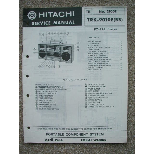 Hitachi TRK-9010E(BS) Service Manual Portable Component System