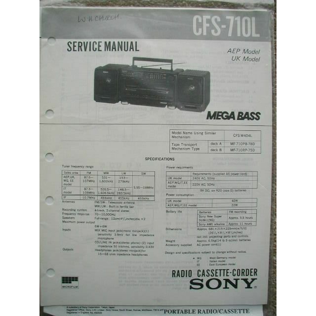 SONY CFS-710L Original Service Manual