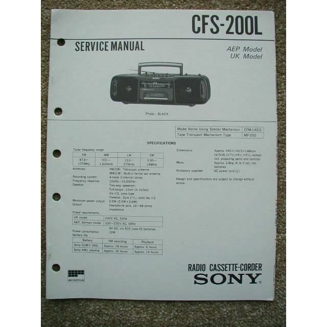 SONY CFS-200L Original Service Manual
