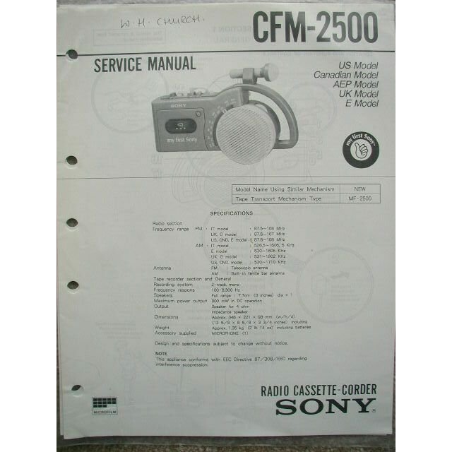 SONY CFM-2500 Original Service Manual