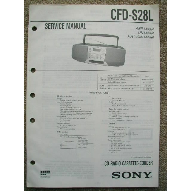 SONY CFD-S28L Original Service Manual