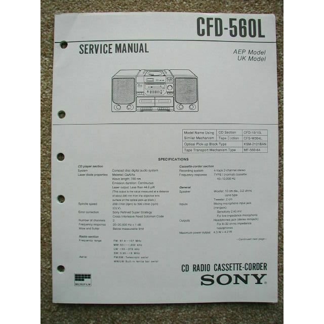 SONY CFD-560L Original Service Manual