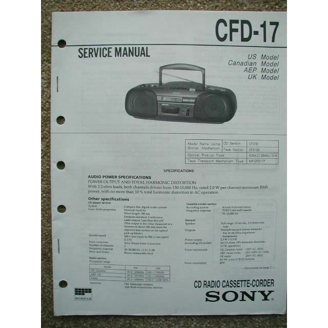 SONY CFD-17 Original Service Manual