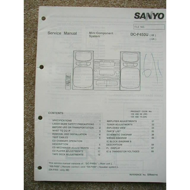 SANYO DC-F450U Original Service Manual