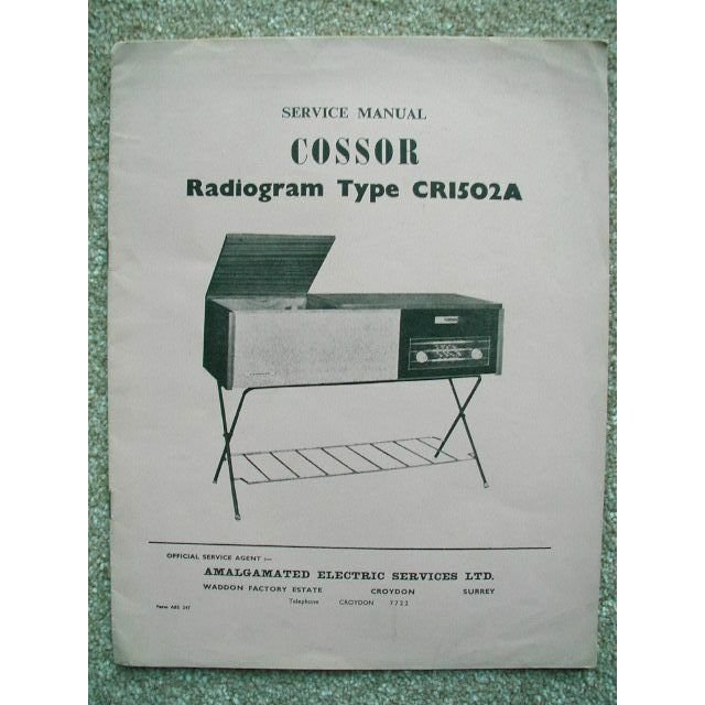 Original Cossor CR1502A Radiogram Original Service manual
