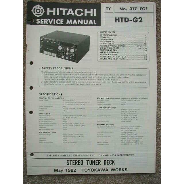 HITACHI HTD-G2 Original Service Manual