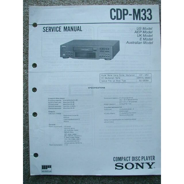 SONY CDP-M33 Original Service Manual