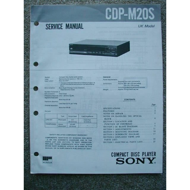 SONY CDP-M20S Original Service Manual