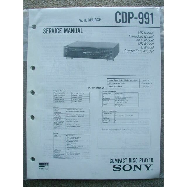 SONY CDP-991 Original Service Manual