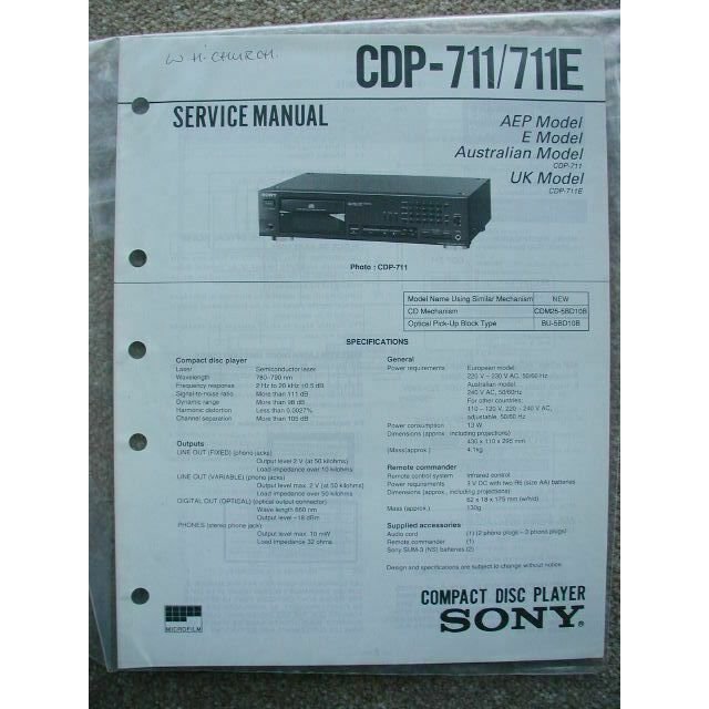 SONY CDP-711 / 711E Original Service Manual