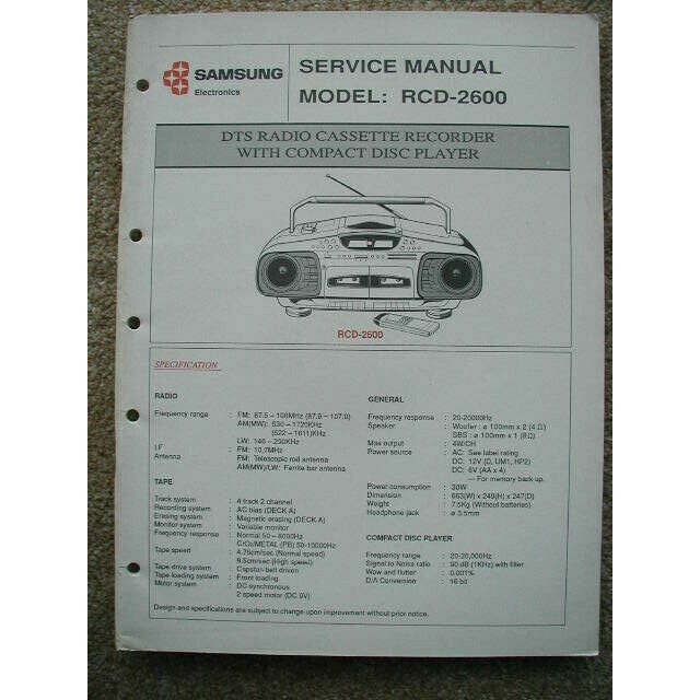 SAMSUNG RCD-2600 Original Service manual