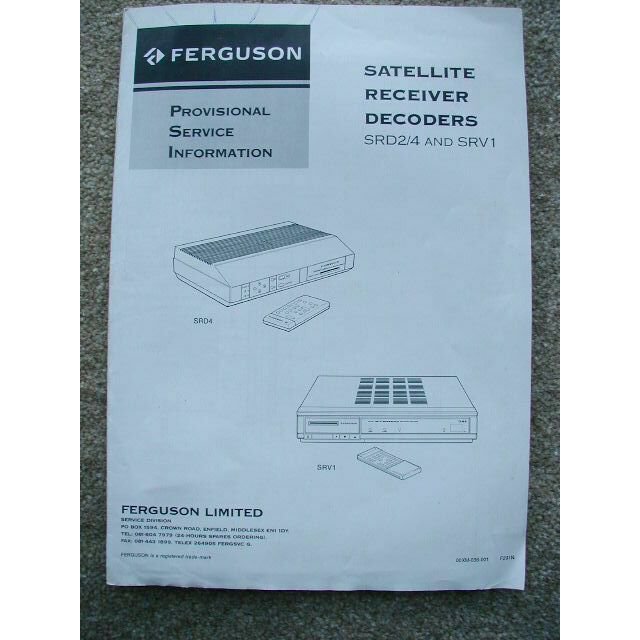 Ferguson SRD2 / 4 SRV 1 Provisional Service Information manual