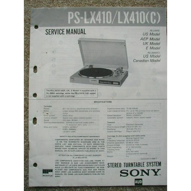 Sony PS-LX410 / LX410 (C) Original Service manual