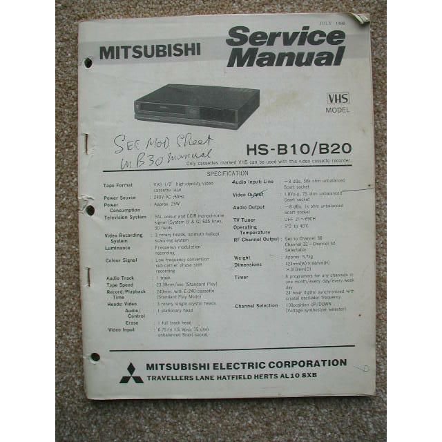 Mitsubishi HS-B10 / HS-B20 Original Service manual
