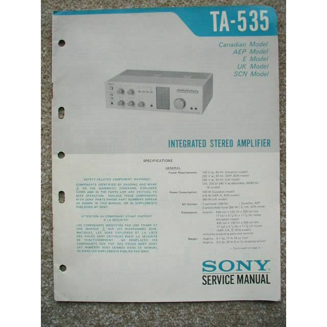 Sony TA-535 Original Service manual