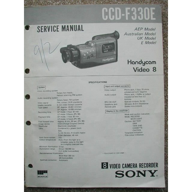 Sony CCD-F330E Original Service manual