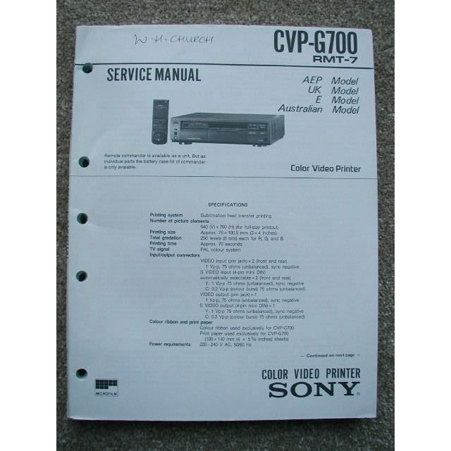 Sony CVP-G700 Original Service manual