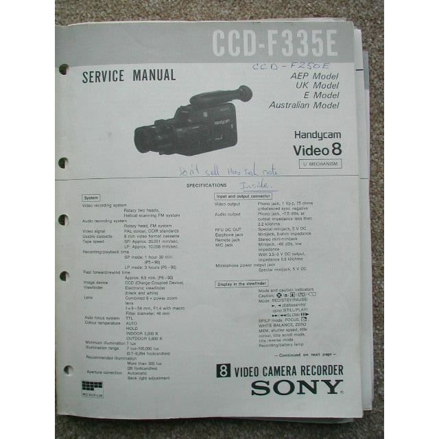 Sony CCD-F335E Original Service manual