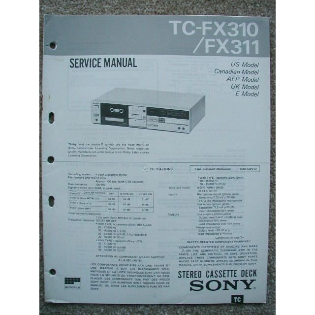 Sony TC-FX310 / FX311 Original Service manual