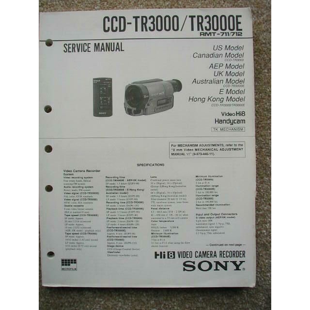 SONY CCD-TR3000 / TR3000E Original Service manual