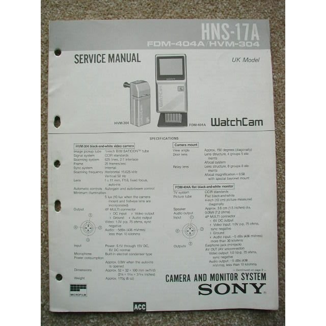 SONY HNS-17A Original Service manual