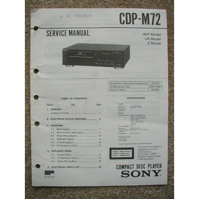 SONY CDP-M72 Original Service manual