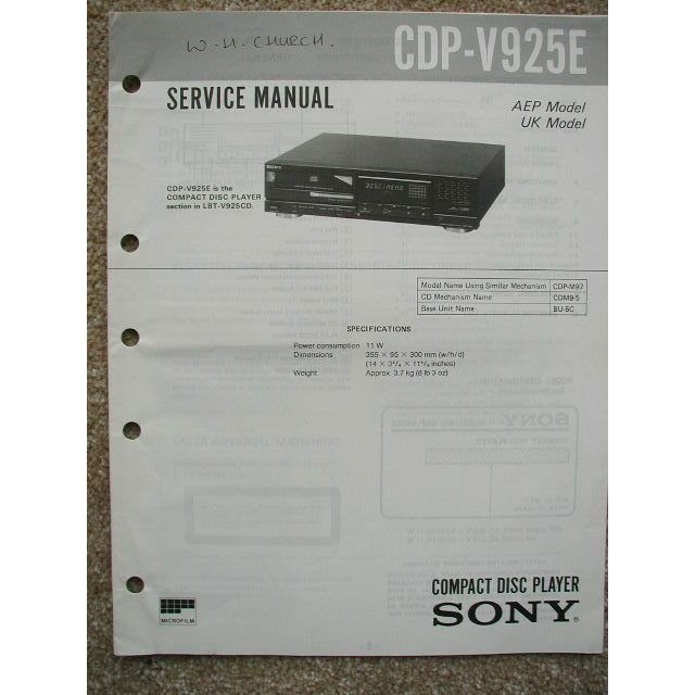 Sony CDP-V925E Original Service manual