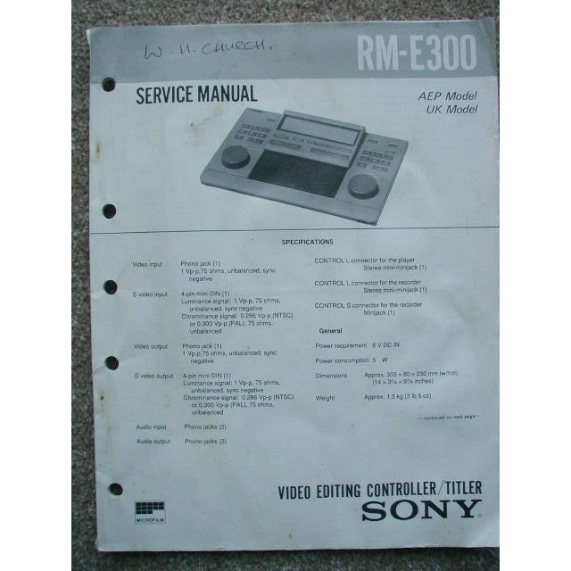 Sony RM-E300 Original Service manual
